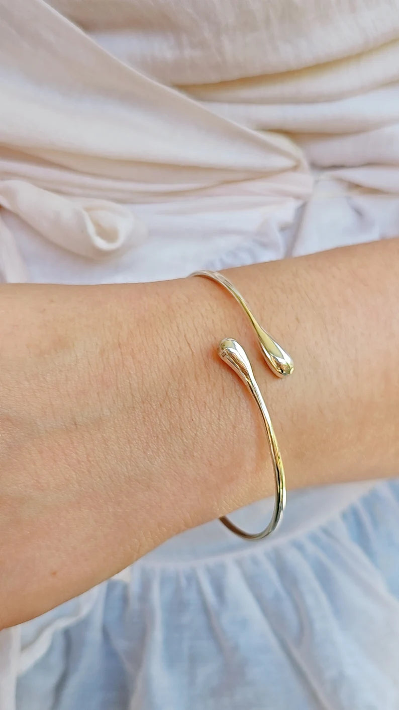Sterling Silver 925 Waterdrop Bangle Bracelet - view 2
