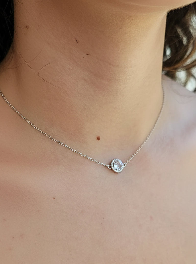 Sterling Silver Dainty Moonstone Pendant Necklace