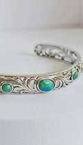 Sterling Silver Turquoise Cuff Bangle Bracelet - view 3