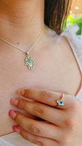 Sterling Silver Mother of Pearl Evil Eye Pendant Necklace - view 2