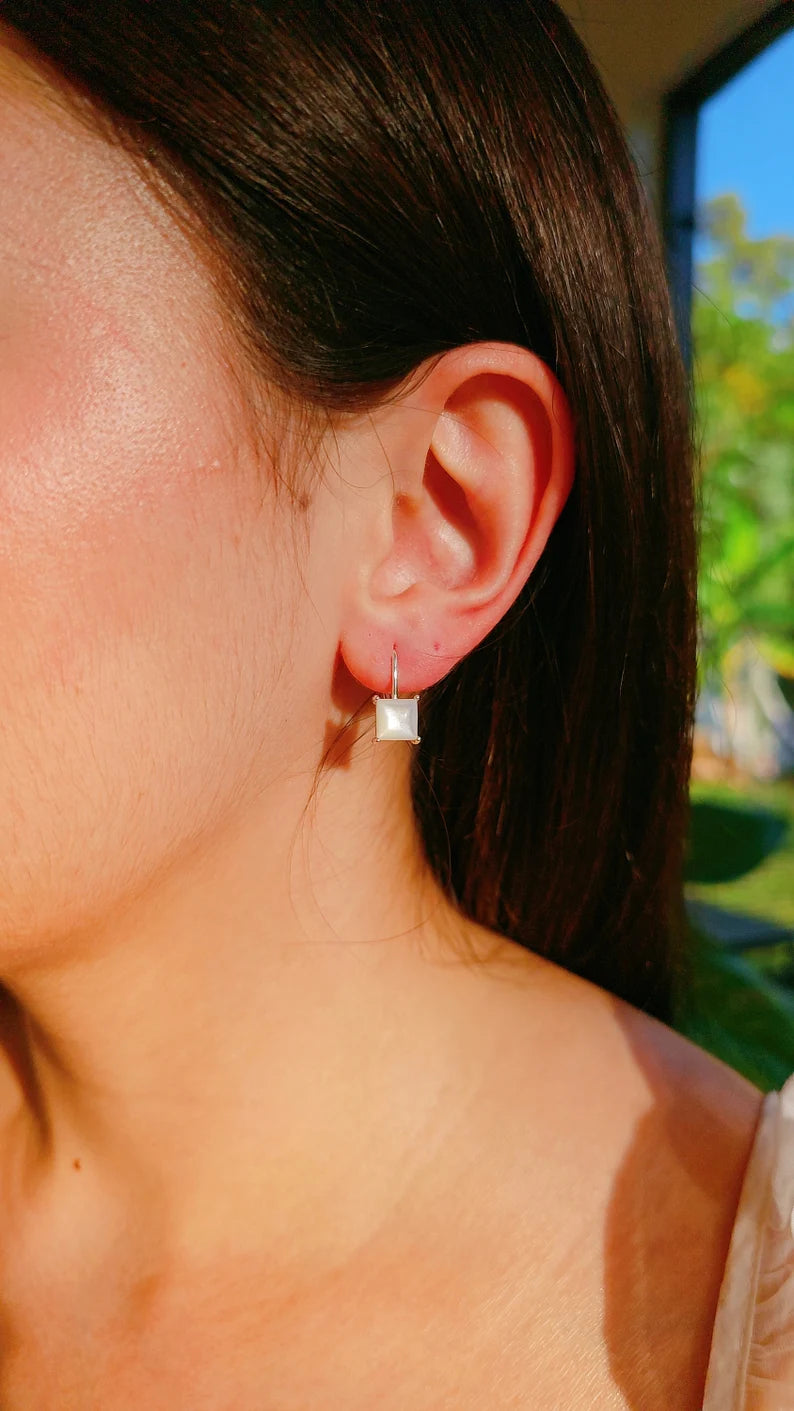 Sterling Silver 925 Mother of Pearl Dangling Earrings - view 2