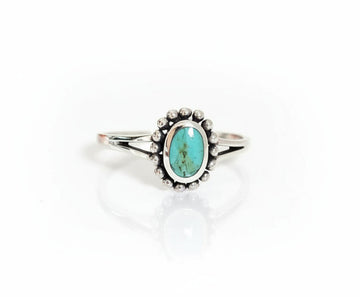 Sterling Silver Beaded Turquoise Bali Ring