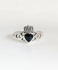Sterling Silver Onyx Claddagh Ring - view 6