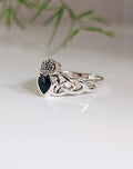 Sterling Silver Onyx Claddagh Ring - view 5