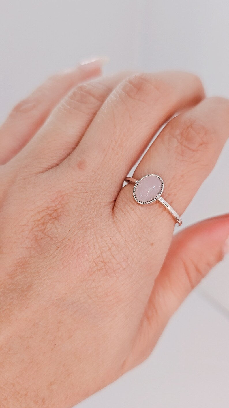 Sterling Silver 925 Natural Rose Quartz Ring - view 2