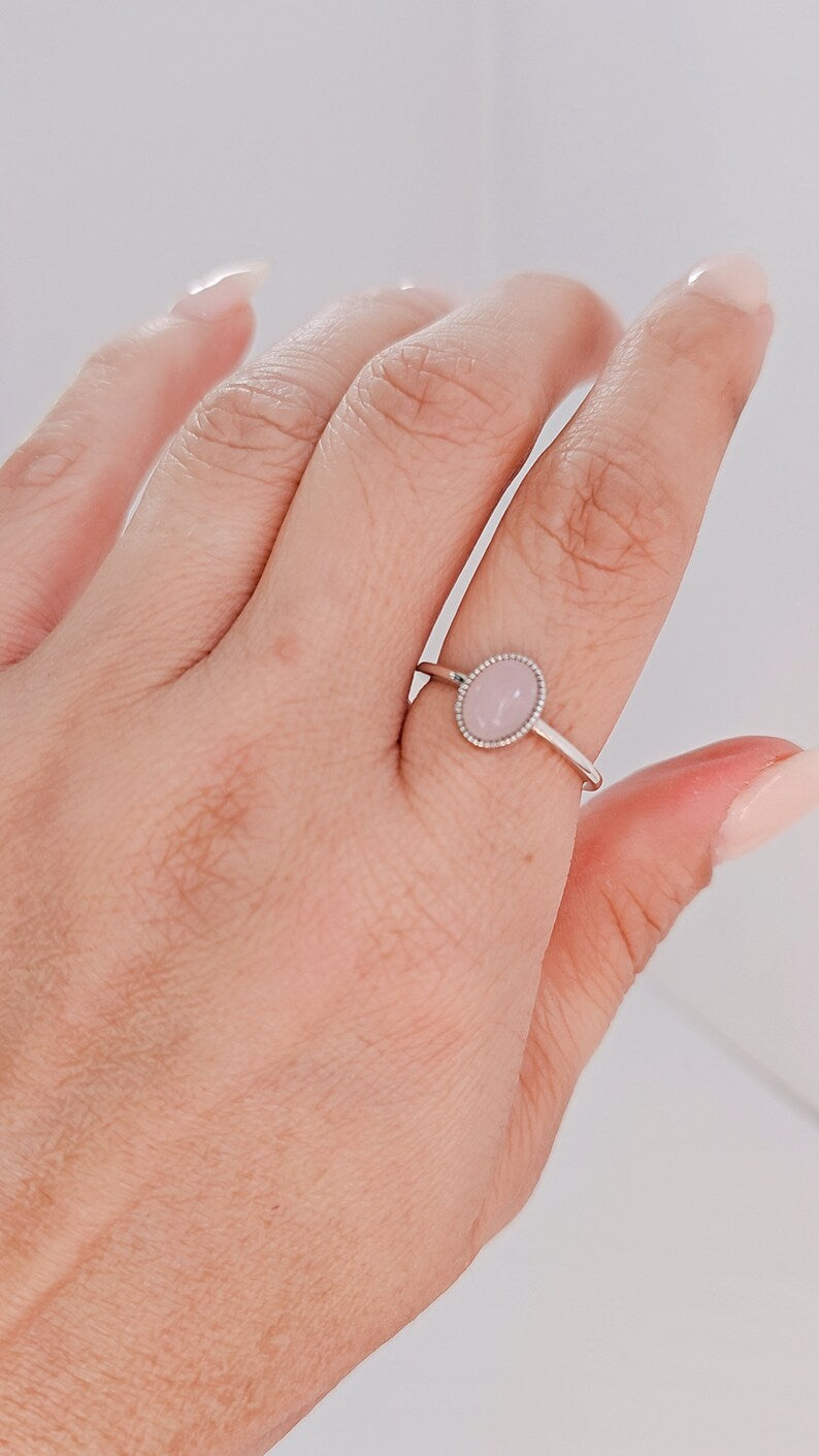 Sterling Silver 925 Natural Rose Quartz Ring - view 7