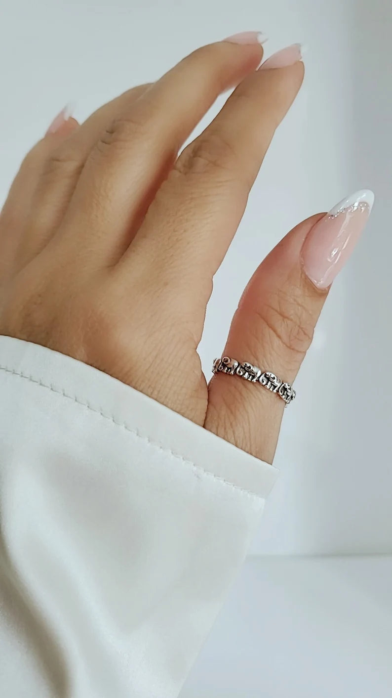 Sterling Silver 925 Dainty Elephant Ring - view 3