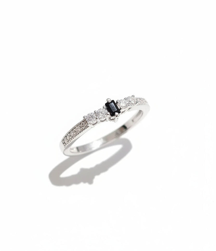 Sterling Silver Black Onyx Promise Ring