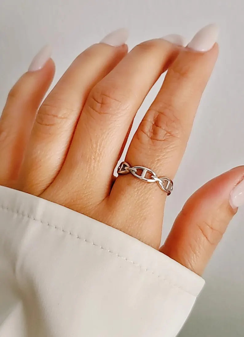 Sterling Silver Mariner Link Chain Ring - view 7