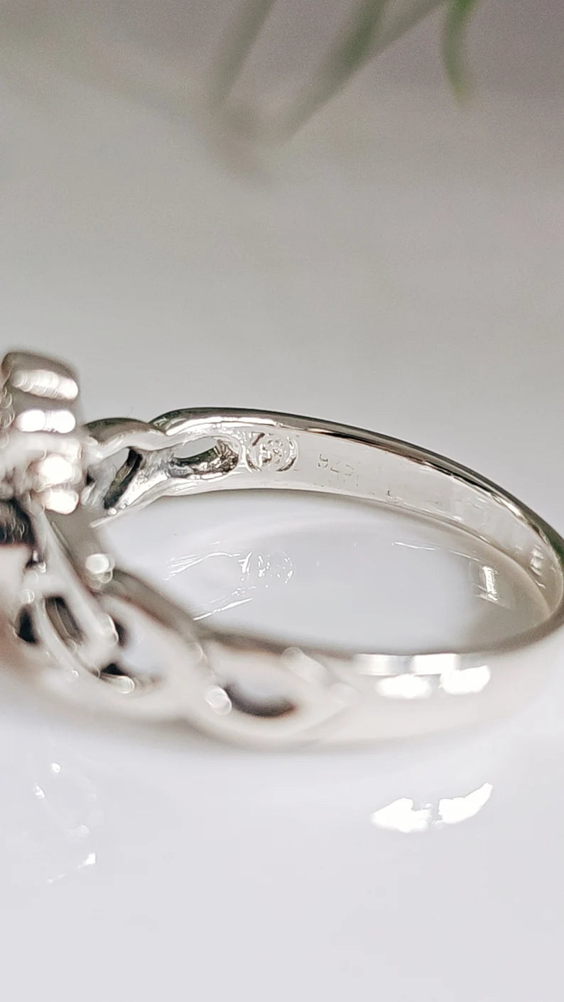 Sterling Silver Onyx Claddagh Ring - view 3