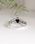 Sterling Silver Onyx Claddagh Ring - view 7