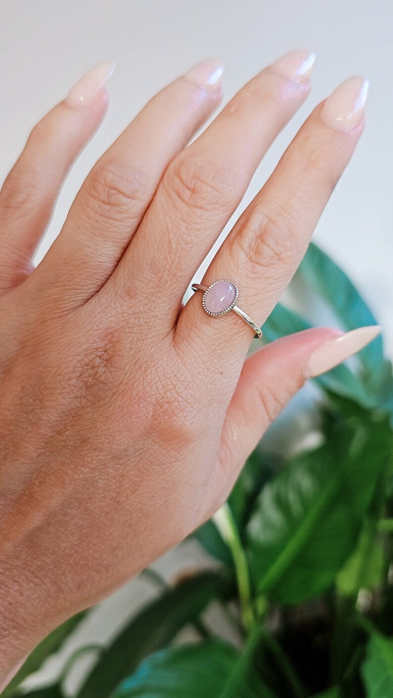Sterling Silver 925 Natural Rose Quartz Ring - view 5