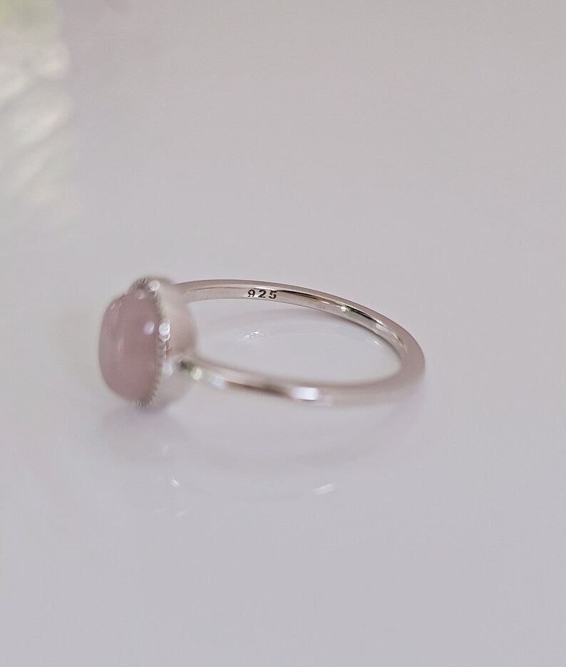 Sterling Silver 925 Natural Rose Quartz Ring - view 4