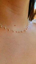 Sterling Silver Dangling Beads Chain Choker Necklace - view 4