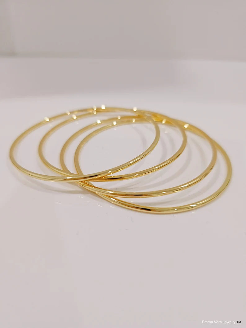 Gold Bangle Bracelets set of 7 - view 9