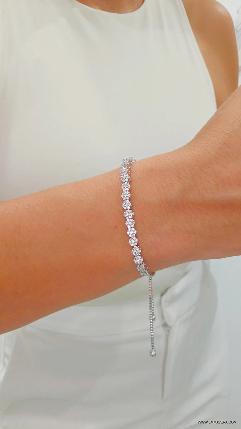 Slider Silver Gold Crystal Tennis Bracelet - view 6