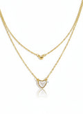 Mother of Pearl Heart Gold Double Layering Necklace