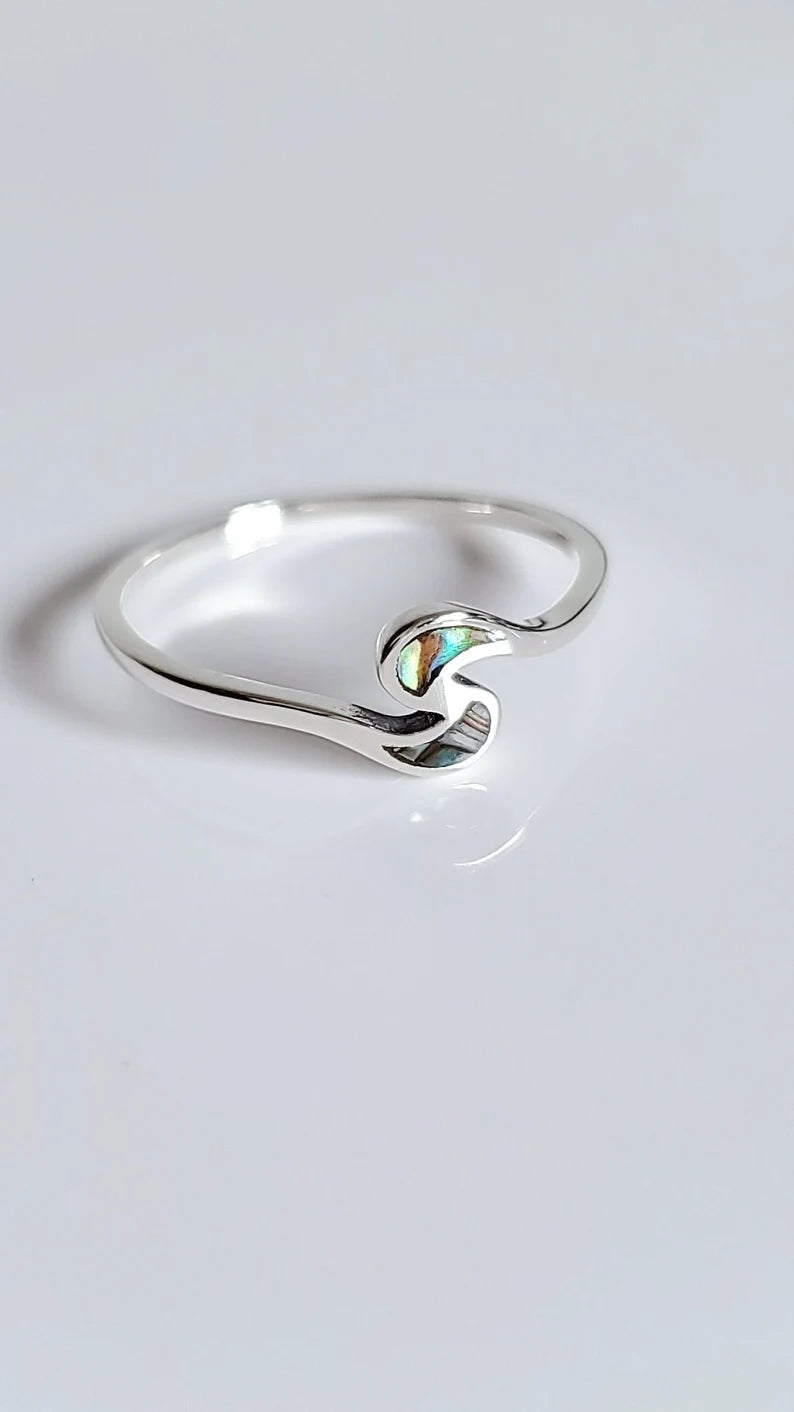 Sterling Silver Dainty Abalone Sterling Silver Ring - view 3