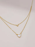 Mother of Pearl Heart Gold Double Layering Necklace - view 3