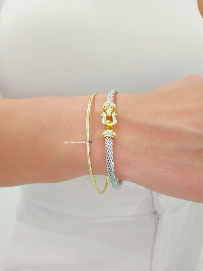Gold Bangle Bracelets set of 7 - view 7