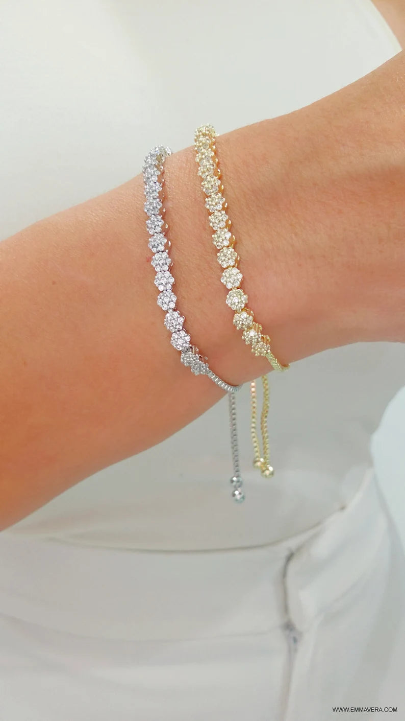 Slider Silver Gold Crystal Tennis Bracelet - view 9