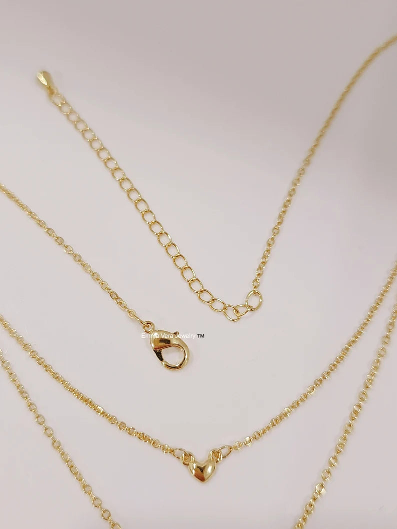 Mother of Pearl Heart Gold Double Layering Necklace - view 4