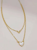 Mother of Pearl Heart Gold Double Layering Necklace - view 5
