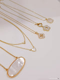 Mother of Pearl Heart Gold Double Layering Necklace - view 6