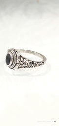 Oval Cut Black Onyx Sterling Silver Ring - view 2