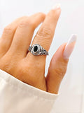 Oval Cut Black Onyx Sterling Silver Ring - view 7