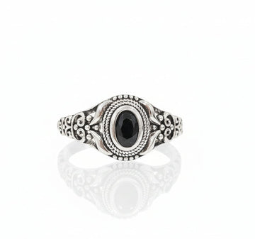 Oval Cut Black Onyx Sterling Silver Ring