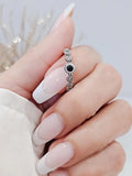 Sterling Silver Onyx Marcasite Ring - view 6