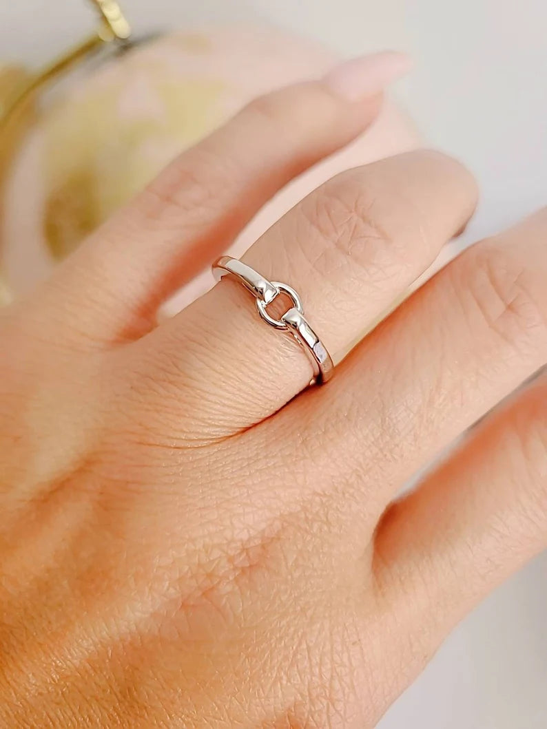 Sterling Silver Dainty Hammered Ring - view 2