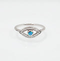 Sterling Silver Evil Eye Blue Opal Ring