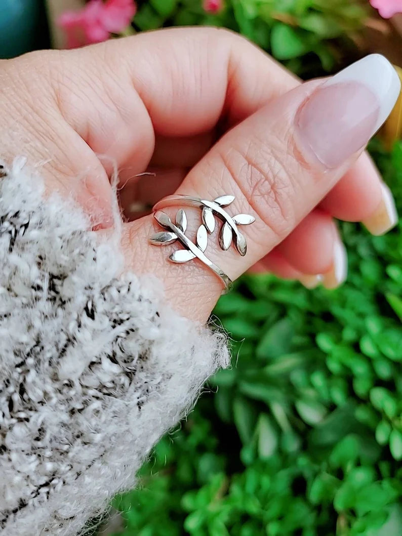 Sterling Silver Leaf Wraparound Ring