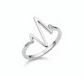 Sterling Silver 925 Heartbeat Geometric Ring