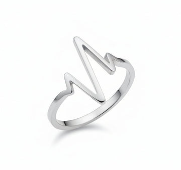 Sterling Silver 925 Heartbeat Geometric Ring