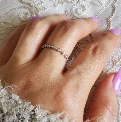 Minimalist Sterling Silver Dainty Eternity Band - view 10