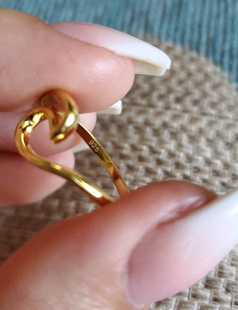Sterling Silver Gold Wave Inspired Gold Ring - view 8