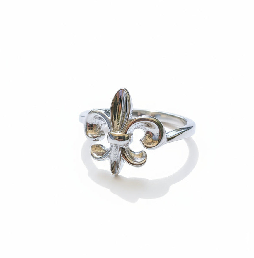 Fleur De Lis Sterling Silver Band Ring - view 4
