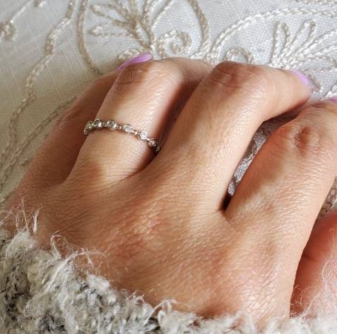 Minimalist Sterling Silver Dainty Eternity Band - view 3