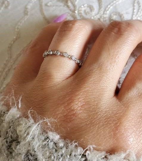 Minimalist Sterling Silver Dainty Eternity Band - view 5