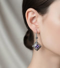 Sterling Silver Bali Square Amethyst Earrings