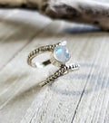 Sterling Silver Double Band Moonstone Ring - view 3