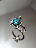 Sterling Silver Blue Opal Turtle Ring - view 3