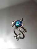Sterling Silver Blue Opal Turtle Ring - view 6
