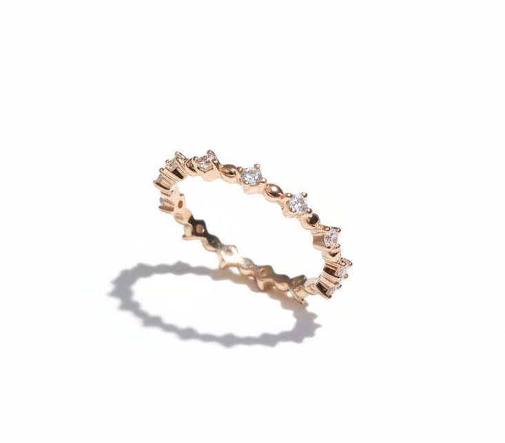 Sterling Silver Rose Gold Eternity Ring