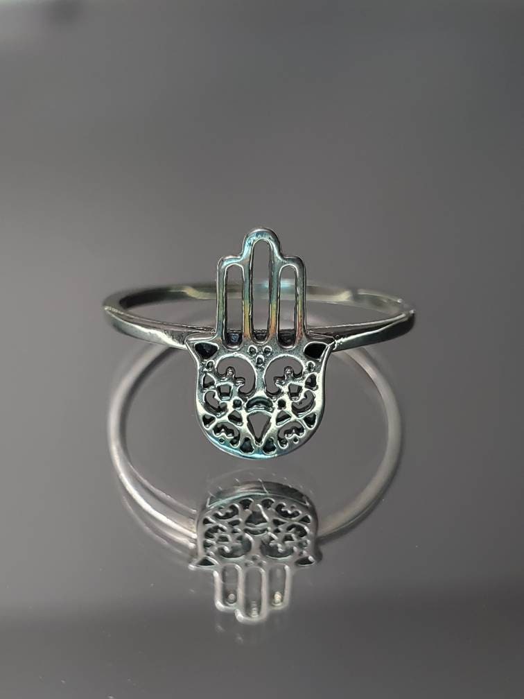 Hamsa Minimalist Hand of Fatima Amulet Ring - view 3