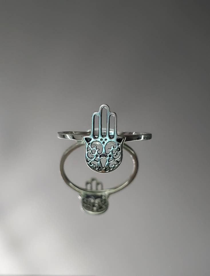 Hamsa Minimalist Hand of Fatima Amulet Ring - view 4