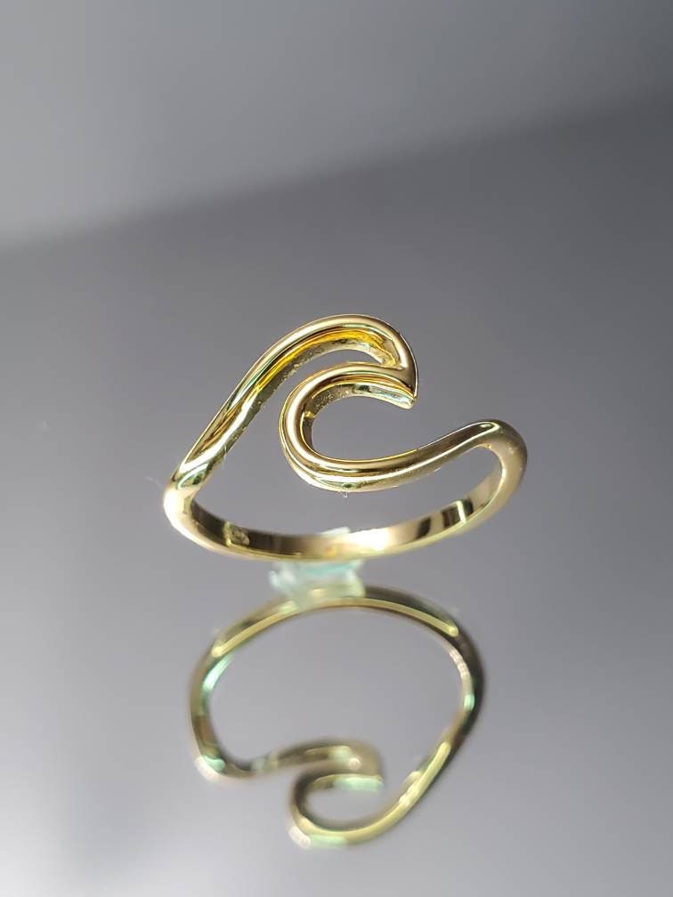 Sterling Silver Gold Wave Inspired Gold Ring - view 3